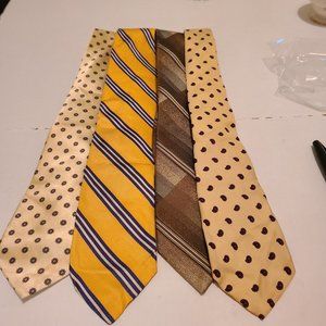 Men's Ties Yellow Brown 4PCs Silk 4 Mfrs Very Good